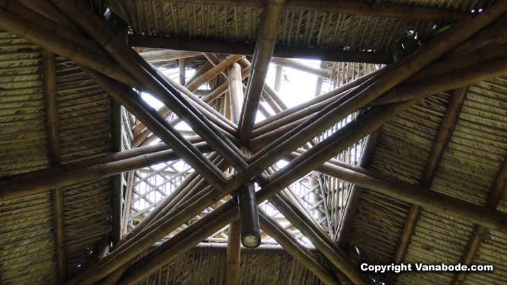 giant structural bamboo pieces make up a building
