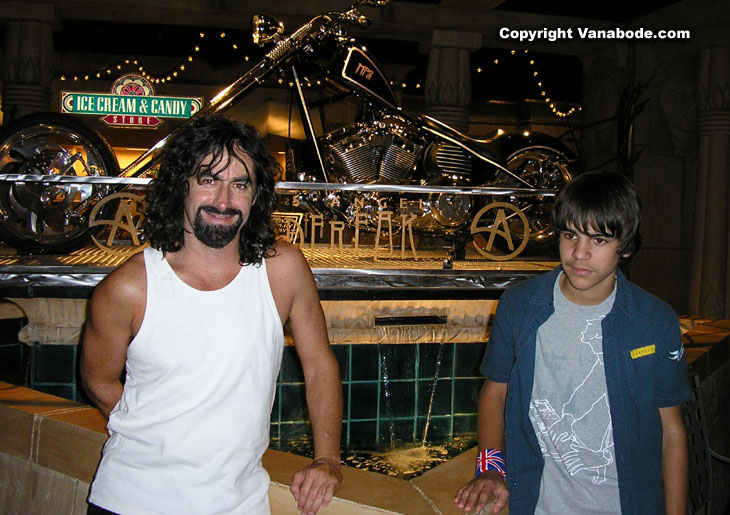 Ben and Dad posing inside the Luxor Hotel and Casino in Las Vegas