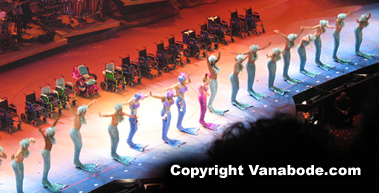 The show stopper Wheelchair number starring Bette Midler, the Divine Miss M as Delores Delago, the wheelchair mermaid in this picture at the Colosseum in Caesar's Palace, Las Vegas.