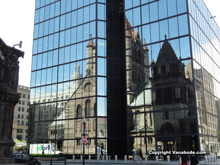 picture of trinity church reflection in boston