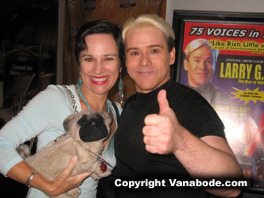 Photograph in Fitzgerald Hotel and Casino Las Vegas shows entertainers Larry G. Jones and Kiki Kalor relaxing at the Fitzgerald Hotel and Casino Las Vegas. 