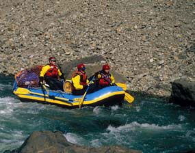 Picture of rafters along the Big river of the Aniakchak National Monument Preserve in Alaska