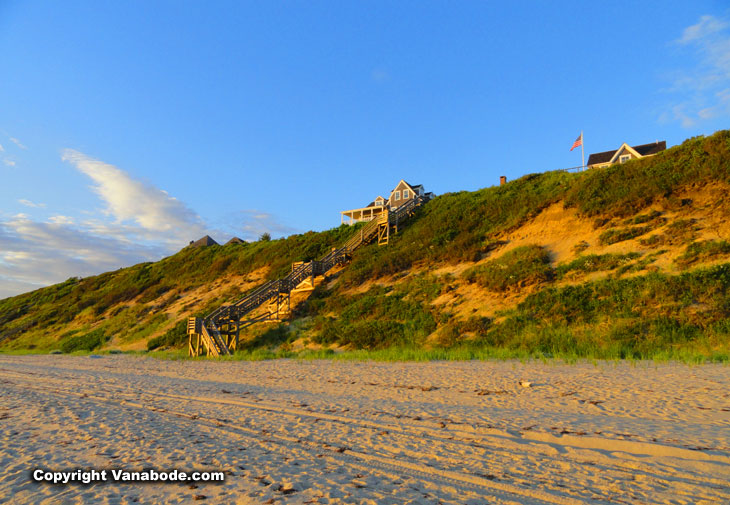 great hollow beach sandy sunset showing waterfront houses