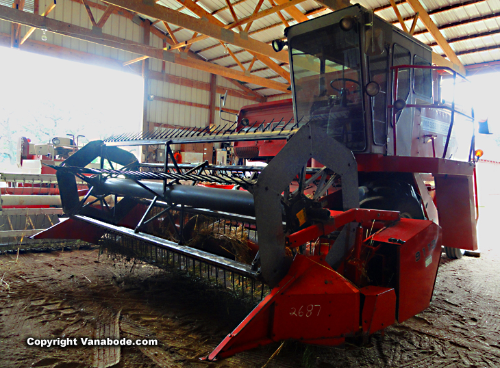 combine machine on organic farm