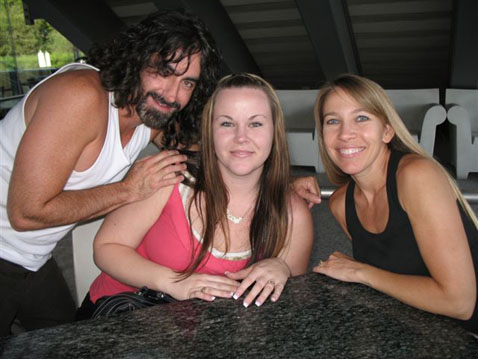 Sarah, Kelly and Dad in Las Vegas outside Cafe Ba Ba Reba