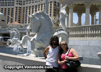 picture standing in front of caesars palace on the las vegas strip