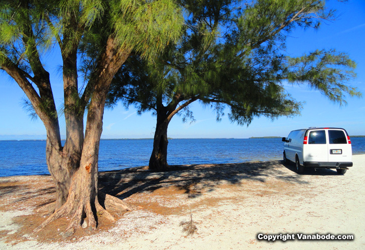 on the causeway vanaboding to Cape Coral Florida for camping