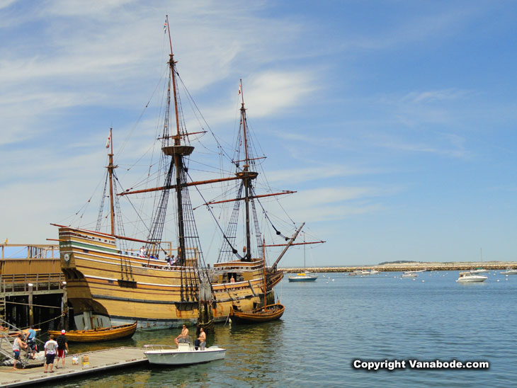 full sized Mayflower wooden ship replica in plymouth