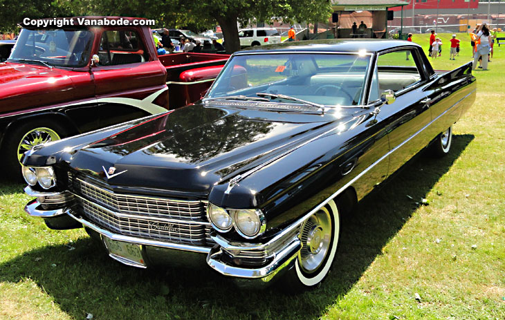 stunning cadillac at car show in gorham during 18 week vanabode road trip
